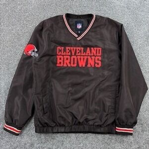 Vintage Cleveland Browns Windbreaker Jacket Mens XL Brown NFL Pullover V Neck
